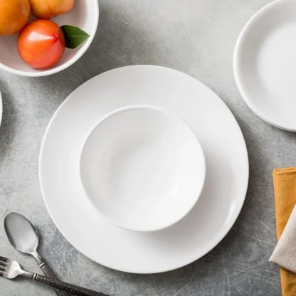 Solid White Round Dish Set